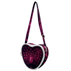 Peacock Pink Black Feather Abstract Heart Shoulder Bag by Wav3s