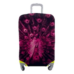 Peacock Pink Black Feather Abstract Luggage Cover (small) by Wav3s