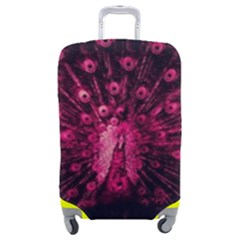 Peacock Pink Black Feather Abstract Luggage Cover (medium) by Wav3s