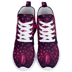 Peacock Pink Black Feather Abstract Women s Lightweight High Top Sneakers by Wav3s