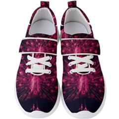 Peacock Pink Black Feather Abstract Men s Velcro Strap Shoes by Wav3s