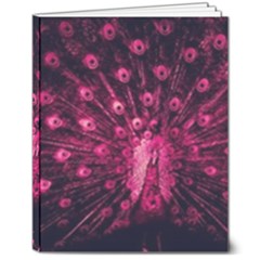 Peacock Pink Black Feather Abstract 8  X 10  Hardcover Notebook by Wav3s