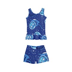 Cat Spacesuit Space Suit Astronaut Pattern Kids  Boyleg Swimsuit by Wav3s