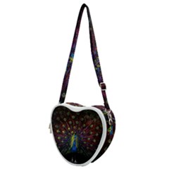 Peacock Feathers Heart Shoulder Bag by Wav3s