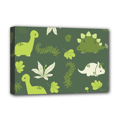 Cute Dinosaur Pattern Deluxe Canvas 18  X 12  (stretched) by Wav3s