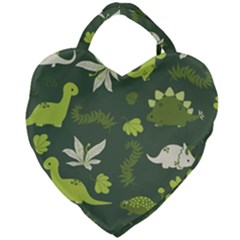 Cute Dinosaur Pattern Giant Heart Shaped Tote by Wav3s