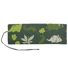 Cute Dinosaur Pattern Roll Up Canvas Pencil Holder (m) by Wav3s