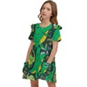 Dino Kawaii Kids  Frilly Sleeves Pocket Dress View3