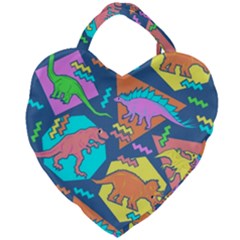 Dinosaur Pattern Giant Heart Shaped Tote by Wav3s