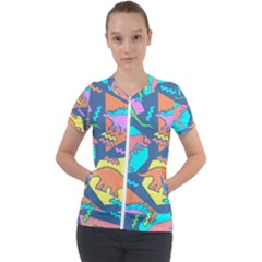 Dinosaur Pattern Short Sleeve Zip Up Jacket by Wav3s