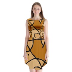 Mazipoodles In The Frame - Brown Sleeveless Chiffon Dress   by Mazipoodles