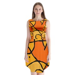 Mazipoodles In The Frame - Orange Sleeveless Chiffon Dress   by Mazipoodles