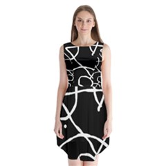 Mazipoodles In The Frame - Black White Sleeveless Chiffon Dress   by Mazipoodles