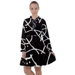 Mazipoodles In The Frame - Black White All Frills Chiffon Dress by Mazipoodles