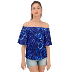 Blue Bubbles Abstract Off Shoulder Short Sleeve Top by Vaneshop