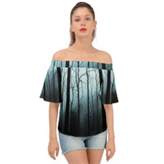 Tree Night Dark Forest Off Shoulder Short Sleeve Top by Vaneshop