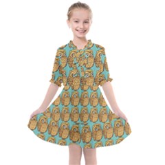 Owl Bird Pattern Kids  All Frills Chiffon Dress by Vaneshop