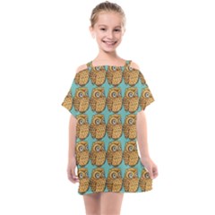 Owl Bird Pattern Kids  One Piece Chiffon Dress by Vaneshop