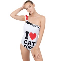 I Love Cat Food Frilly One Shoulder Swimsuit by ilovewhateva