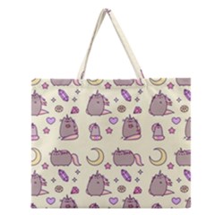 Beautiful Beauty Cartoon Cat Zipper Large Tote Bag by Grandong