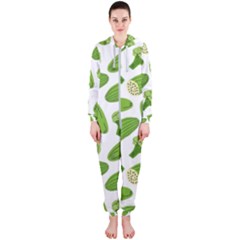 Vegetable Pattern With Composition Broccoli Hooded Jumpsuit (ladies) by Grandong