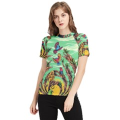 Monkey Tiger Bird Parrot Forest Jungle Style Women s Short Sleeve Rash Guard by Grandong