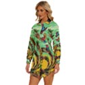 Monkey Tiger Bird Parrot Forest Jungle Style Womens Long Sleeve Shirt Dress View2