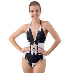 Wednesday Addams Halter Cut-out One Piece Swimsuit by Fundigitalart234