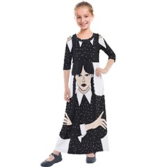 Wednesday Addams Kids  Quarter Sleeve Maxi Dress by Fundigitalart234