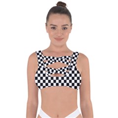 Black White Checker Pattern Checkerboard Bandaged Up Bikini Top by Cowasu