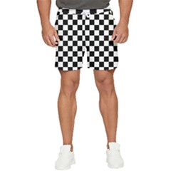 Black White Checker Pattern Checkerboard Men s Runner Shorts by Cowasu