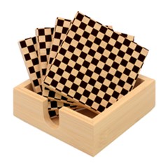 Black White Checker Pattern Checkerboard Bamboo Coaster Set by Cowasu