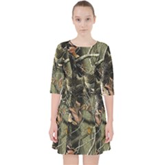 Realtree Camo Seamless Pattern Quarter Sleeve Pocket Dress by Cowasu