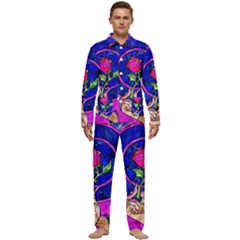 Stained Glass Rose Men s Long Sleeve Velvet Pocket Pajamas Set by Cowasu