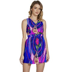 Stained Glass Rose Sleeveless High Waist Mini Dress by Cowasu