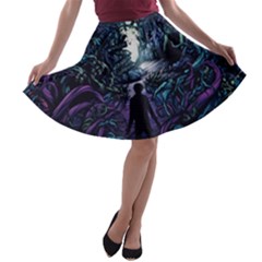 Horror Psychedelic Art A-line Skater Skirt by Cowasu