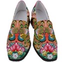 Pink Peacock Bird Pattern Texture Women s Chunky Heel Loafers View1