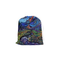 Psychedelic Landscape Drawstring Pouch (small) by Cowasu