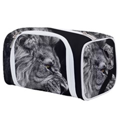 Angry Lion Black And White Toiletries Pouch by Cowasu