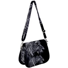 Angry Lion Black And White Saddle Handbag by Cowasu