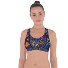 The Game Monster Stained Glass Cross String Back Sports Bra by Cowasu