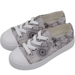 Vintage Cartography Atlas Nautical Map Kids  Low Top Canvas Sneakers by Cowasu