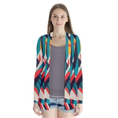 Colorful Abstract Drape Collar Cardigan by Jack14