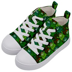 Green Monster Cartoon Seamless Tile Abstract Kids  Mid-top Canvas Sneakers by Bangk1t