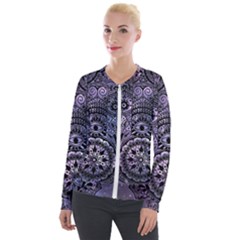 Hamsa Hand Velvet Zip Up Jacket by Bangk1t