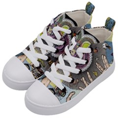 Vintage Trippy Aesthetic Psychedelic 70s Aesthetic Kids  Mid-top Canvas Sneakers by Bangk1t