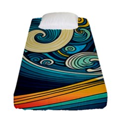 Waves Wave Ocean Sea Abstract Whimsical Abstract Art Fitted Sheet (single Size) by Ndabl3x