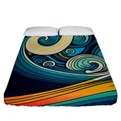 Waves Wave Ocean Sea Abstract Whimsical Abstract Art Fitted Sheet (queen Size) by Ndabl3x