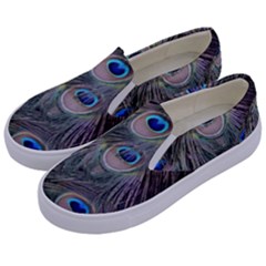 Peacock Feathers Peacock Bird Feathers Kids  Canvas Slip Ons by Ndabl3x