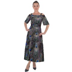 Peacock Feathers Peacock Bird Feathers Shoulder Straps Boho Maxi Dress  by Ndabl3x